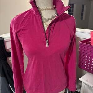 Lauren Ralph Lauren Active Hot Pink 1/4 Zip Pullover Long Sleeve Workout Top